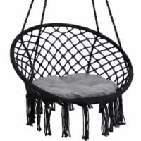 Hanging Macrame Hammock Chair Swing Seat with Cushion Black Indoor Outdoor