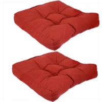 Sunnydaze Outdoor Square Olefin Tufted Seat Cushions - Brick Red - Set of 2