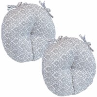 2 Pack Indoor Outdoor Round Seat Cushions Patio Backyard Garden Gray Damask