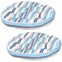 Sunnydaze Polyester Large Round Floor Cushion - Set of 2 - Seaside Stripes