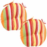 Sunnydaze Outdoor Round Bistro Seat Cushion - Sherbert Stripes - Set of 2