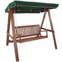 Sunnydaze 2-Person Meranti Wood Outdoor Patio Swing with Canopy