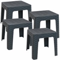 Outdoor Patio Side Table 18 Square Indoor Outdoor Furniture Gray Set of 4
