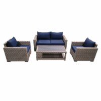 5-Piece Outdoor Patio Furniture Set Wicker Rattan Sectional Sofa & Couch with Coffee Table