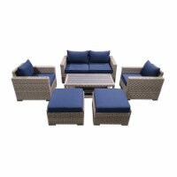 7-Piece Outdoor Patio Furniture Set Wicker Rattan Sectional Sofa & Couch with Coffee Table