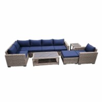 9-Piece Outdoor Patio Furniture Set Wicker Rattan Sectional Sofa & Couch with Coffee Table