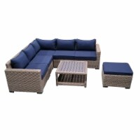 7-Piece Outdoor Patio Furniture Set Wicker Rattan Sectional Sofa & Couch with Coffee Table