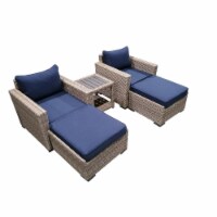 5-Piece Outdoor Patio Furniture Set Wicker Rattan Sectional Sofa & Couch with Coffee Table