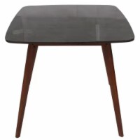 Senna 31  Square Italian Carrara Black Marble Dining Table with Walnut Legs