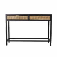 AndMakers Newport 43.3  Rectangular Reclaimed Wood Console Table with 2-Drawer, Matte Black