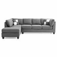 Malone 111 In. Gray Suede 4-Seater Sectional Sofa With 2-Throw Pillow