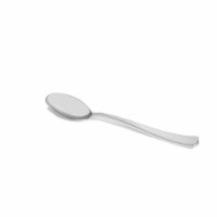 Shiny Metallic Silver Plastic Spoons (600 Spoons)