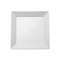 12  x 12  White Square with Groove Rim Plastic Serving Trays (24 Trays)