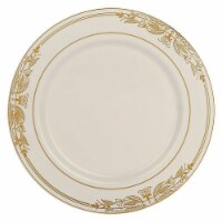 7.5  Ivory with Gold Harmony Rim Plastic Appetizer/Salad Plates (120 plates)