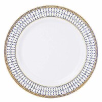 7.5  White with Blue and Gold Chord Rim Plastic Appetizer/Salad Plates (120 Plates)