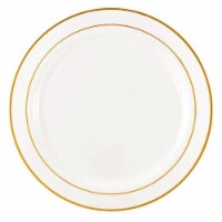 10.25  White with Gold Edge Rim Plastic Dinner Plates (120 Plates)