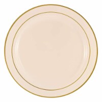 7.5  Ivory with Gold Edge Rim Plastic Appetizer/Salad Plates (120 Plates)