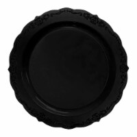 7.5  Black Vintage Rim Round Disposable Plastic Appetizer/Salad Plates (120 Plates)