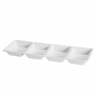 16  x 5  White 4-Section Rectangular Disposable Plastic Trays (24 Trays)