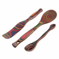 Island Bamboo Rainbow pakka spurtle, spoon, double measuring spoon