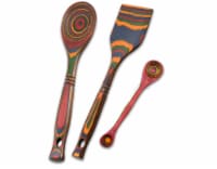 Island Bamboo Rainbow Pakka Spoon, Spatula, Double measuring spoon