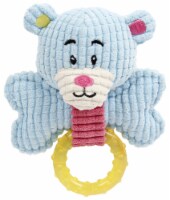 Pet Life Paci-Plush Plush Squeaking and Rubber Teething Newborn Puppy Dog Toy