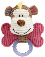 Pet Life Paci-Plush Plush Squeaking and Rubber Teething Newborn Puppy Dog Toy