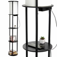 62.5 Round Storage Floor Lamp for Living Room Bedroom Office, Black