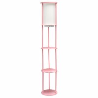 62.5 Round Storage Floor Lamp for Living Room Bedroom Office, Light Pink