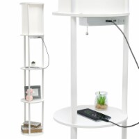 62.5 Round Storage Floor Lamp for Living Room Bedroom Office, White