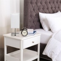 Simple Designs Metal Petite Stick Lamp w/ USB Port in Nickel with White Shade