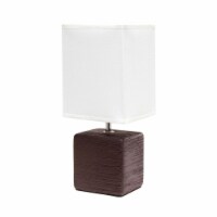 Simple Designs Ceramic Faux Stone Table Lamp in Beige with White Shade