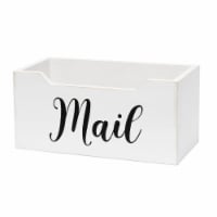 Elegant Designs Rustic Farmhouse Wooden Tabletop Decorative Script Word Mail Organizer Box