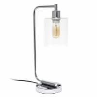 Lalia Home Modern Iron Desk Lamp With Usb Port And Glass Shade, Chrome