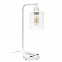 Lalia Home Modern Iron Desk Lamp With Usb Port And Glass Shade,