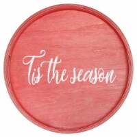 Elegant Designs Decorative 13.75 Round Wood Serving Tray w/ Handles, Tis the Season