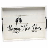 Elegant Designs Decorative Wood Serving Tray w/ Handles, 15.50 x 12 , Happy New Year