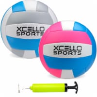Xcello Sports Volleyball with Pump - 2/pk (Blue/Grey/White and Blue/Pink/White)