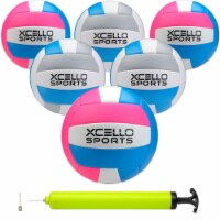 Xcello Sports Volleyball with Pump - 6/pk (Blue/Grey/White and Blue/Pink/White)