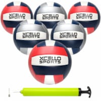 Xcello Sports Volleyball with Pump - 6/pk (Red/Navy/White and Grey/Navy/White)