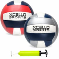 Xcello Sports Volleyball with Pump - 2/pk (Red/Navy/White and Grey/Navy/White)