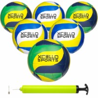 Xcello Sports Volleyball with Pump - 6/pk (Green/Navy/Yellow and Blue/Yellow/White)