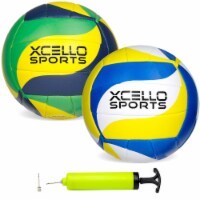 Xcello Sports Volleyball with Pump - 2/pk (Green/Navy/Yellow and Blue/Yellow/White)