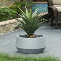 Luxen Home 6in. H Round Light Gray MgO Planter