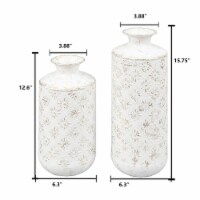 LuxenHome Set of 2 White Stamped Metal Bottle Vases