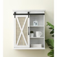 LuxenHome Sliding Door White MDF Wood Wall Cabinet