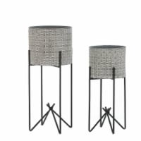 LuxenHome WHPL1489 27.76 & 22.63 in. Metal Cachepot Planters with Stands, Set of 2