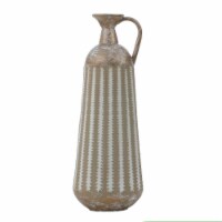 Luxen Home WHD1541 16.75 x 6 in. Distressed Metal Table Vase, Tan & White