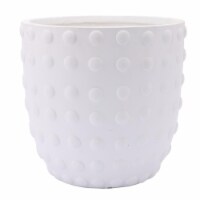 Luxen Home WHPL1571 MgO Dotted Round Planter, White