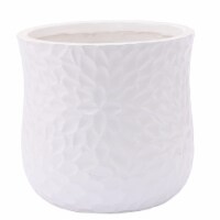 Luxen Home WHPL1572 MgO Floral Round Planter, White